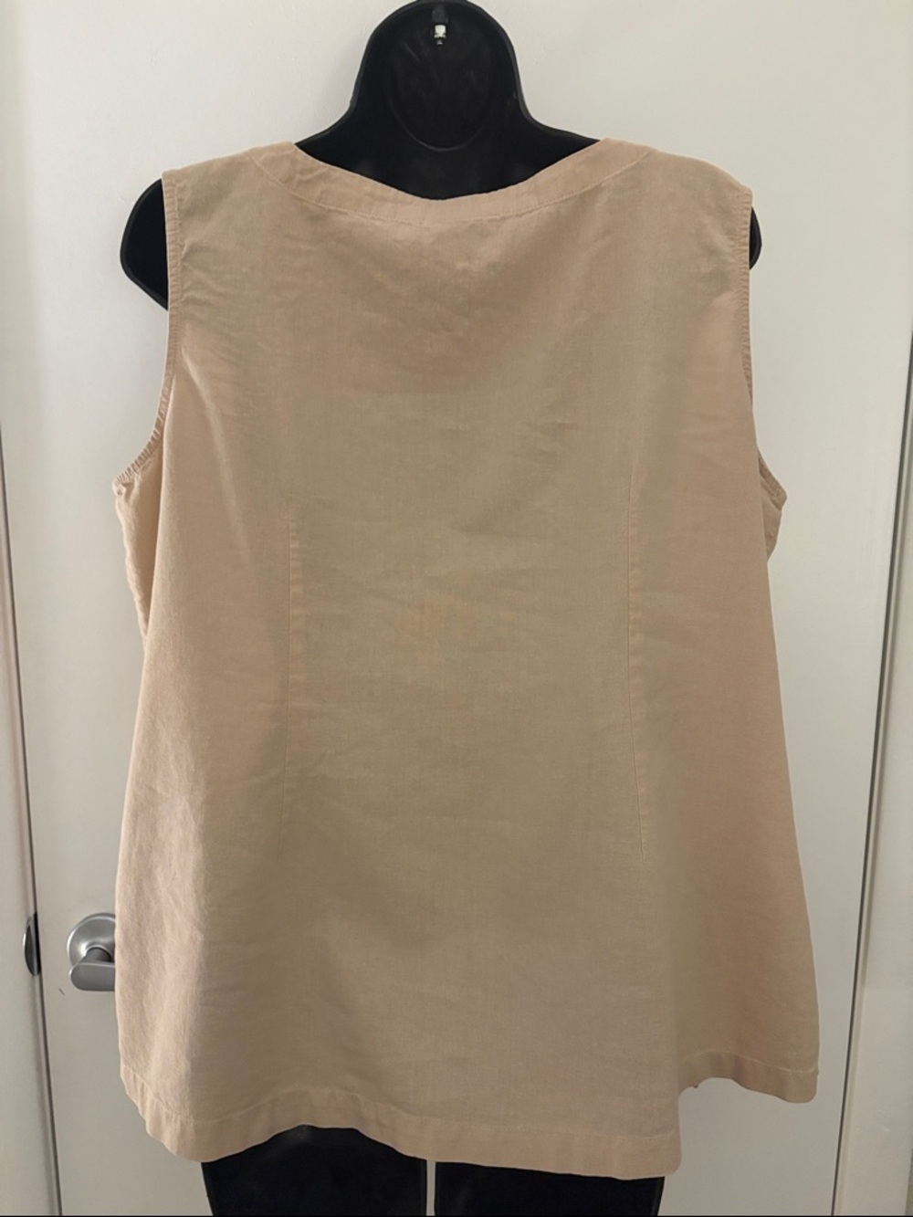 KENAR WOMAN Sleeveless Linen Embroidered Tunic Top in Beige SZ 1X - Picture 2 of 6